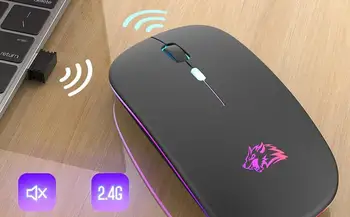 Podsvietená Bezdrôtová Myš | Ergonomická Bezdrôtová Myš pre Notebook s 3 Nastaviteľnými 1600 DPI | Silent Mouse s 4 Tlačidlá Počítača